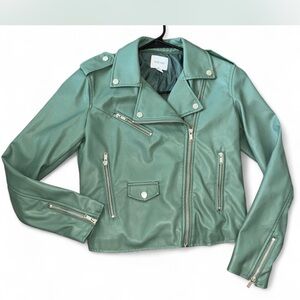 Nine West Light Green Faux Leather Jacket
